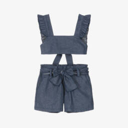 Phi Clothing-Girls Breezy Blue Shorts Ensemble | Childrensalon Outlet