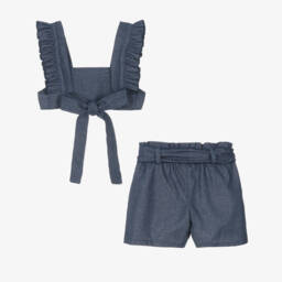 Phi Clothing-Girls Breezy Blue Shorts Ensemble | Childrensalon Outlet