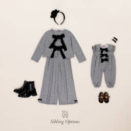 في كلودينغ-جمبسوت بفيونكة فيسكوز محبوك لون رمادي | Childrensalon Outlet