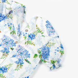 Phi Clothing-Блузка из хлопка с синими цветами для девочек | Childrensalon Outlet