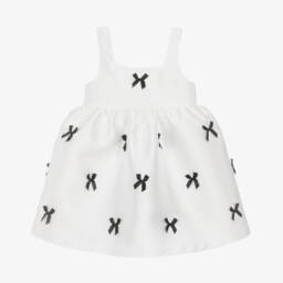 Phi Clothing-فستان ساتان كريمي للبنات مع فيونكات | Childrensalon Outlet