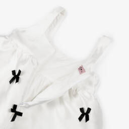 Phi Clothing-فستان ساتان كريمي للبنات مع فيونكات | Childrensalon Outlet