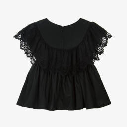 Phi Clothing-Элегантный кружевной топ с рюшами для девочек в черном цвете | Childrensalon Outlet