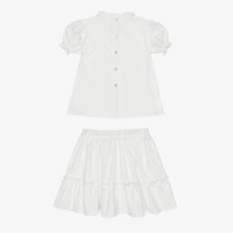 Phi Clothing-Girls Elegant White Embroidered Skirt Duo | Childrensalon Outlet