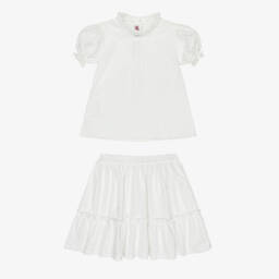 Phi Clothing-Girls Elegant White Embroidered Skirt Duo | Childrensalon Outlet