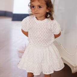 Phi Clothing-Girls Elegant White Embroidered Skirt Duo | Childrensalon Outlet