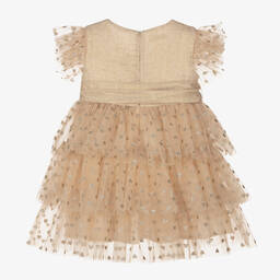 Phi Clothing-Girls Gold Hearts Tulle Dress | Childrensalon Outlet