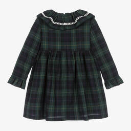 Phi Clothing-Girls Green Cotton Tartan Dress | Childrensalon Outlet