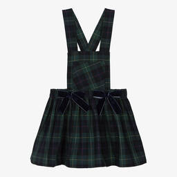 Phi Clothing-Girls Green Cotton Tartan Pinafore Dress | Childrensalon Outlet