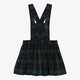 Phi Clothing-Girls Green Cotton Tartan Pinafore Dress | Childrensalon Outlet