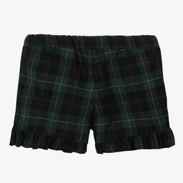 Phi Clothing-Girls Green Cotton Tartan Shorts | Childrensalon Outlet
