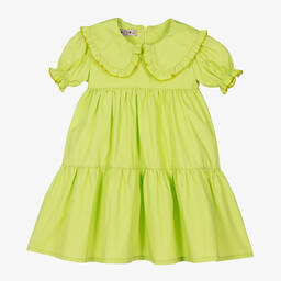 Phi Clothing-Girls Green Cotton Tiered Dress | Childrensalon Outlet