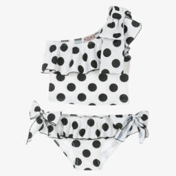 Phi Clothing-تانكيني بنقاط بولكا لون أسود وعاجي  | Childrensalon Outlet