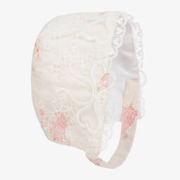 Phi Clothing-Girls Ivory Embroidered Cotton Bonnet | Childrensalon Outlet
