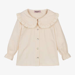 Phi Clothing-Girls Ivory Frilled Neck Blouse | Childrensalon Outlet