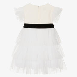 Phi Clothing-فستان مخمل وتول لون عاجي | Childrensalon Outlet