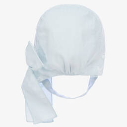 Phi Clothing-Girls Light Blue Cotton & Lace Bonnet | Childrensalon Outlet