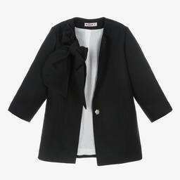 Phi Clothing-Синее пальто из войлока для девочек | Childrensalon Outlet