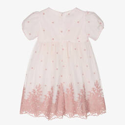 Phi Clothing-Girls Pale Pink Embroidered Tulle Dress | Childrensalon Outlet