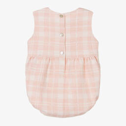 Phi Clothing-Розовый песочник из твидового букле в клетку | Childrensalon Outlet