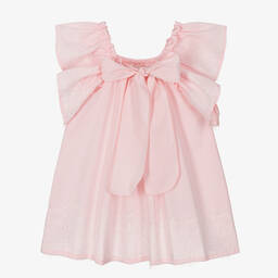 Phi Clothing-Girls Pink Cotton Flutter Lace Dress | Childrensalon Outlet