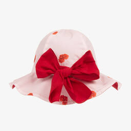 في كلودينغ-قبعة أطفال بناتي قطن لون زهري بطبعة قلوب | Childrensalon Outlet