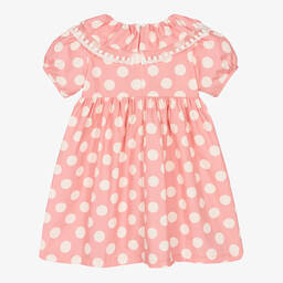 Phi Clothing-Girls Pink Cotton Polka Dot Dress | Childrensalon Outlet