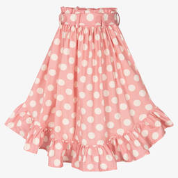 Phi Clothing-Girls Pink Cotton Polka Dot Skirt | Childrensalon Outlet