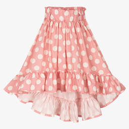 Phi Clothing-Girls Pink Cotton Polka Dot Skirt | Childrensalon Outlet