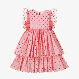 Phi Clothing-Girls Pink Embroidered Tulle Dress | Childrensalon Outlet