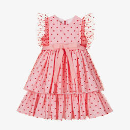 Phi Clothing-Girls Pink Embroidered Tulle Dress | Childrensalon Outlet