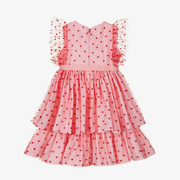 Phi Clothing-Girls Pink Embroidered Tulle Dress | Childrensalon Outlet