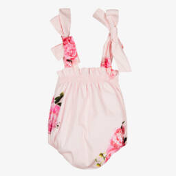 Phi Clothing-Розовый хлопковый ромпер с цветочным узором для девочек | Childrensalon Outlet