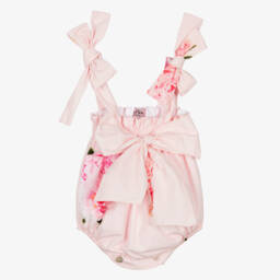 Phi Clothing-Розовый хлопковый ромпер с цветочным узором для девочек | Childrensalon Outlet