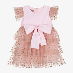 Phi Clothing-Girls Pink Hearts Tulle Dress | Childrensalon Outlet