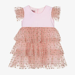 Phi Clothing-Girls Pink Hearts Tulle Dress | Childrensalon Outlet