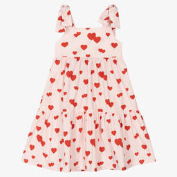 Phi Clothing-Girls Pink & Red Cotton Hearts Dress | Childrensalon Outlet
