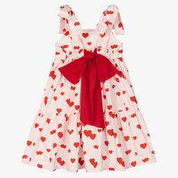 Phi Clothing-Girls Pink & Red Cotton Hearts Dress | Childrensalon Outlet