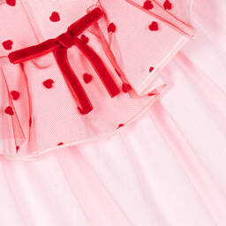 في كلودينغ-فستان قطن وتول لون زهري وأحمر | Childrensalon Outlet