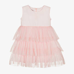 في كلودينغ-فستان تول مزين بكشكش لون زهري | Childrensalon Outlet