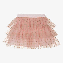 Phi Clothing-Girls Pink Tulle Heart Print Skirt | Childrensalon Outlet