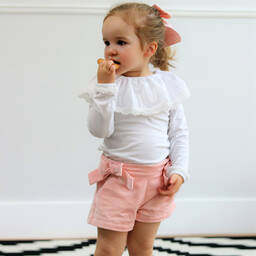 Phi Clothing-Розовые бархатные шорты для девочек | Childrensalon Outlet