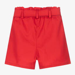 Phi Clothing-Girls Red Cotton Bow Shorts | Childrensalon Outlet