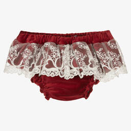 Phi Clothing-Girls Red Cotton Velvet Bloomer Shorts | Childrensalon Outlet