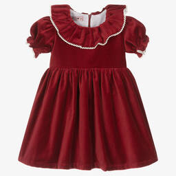 Phi Clothing-Girls Red Cotton Velvet Dress | Childrensalon Outlet