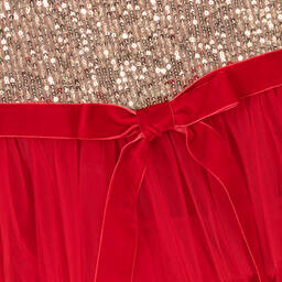 Phi Clothing-Красно-золотистое платье из тюля с пайетками | Childrensalon Outlet