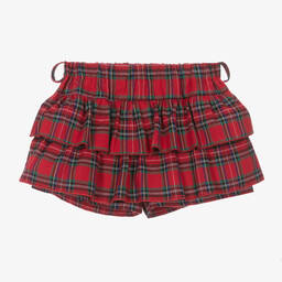 Phi Clothing-Girls Red Tartan Cotton Skort  | Childrensalon Outlet