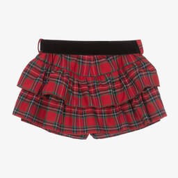 Phi Clothing-Girls Red Tartan Cotton Skort  | Childrensalon Outlet
