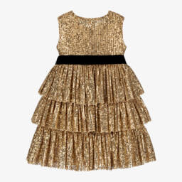 Phi Clothing-Золотое блестящее платье с пайетками для девочек | Childrensalon Outlet