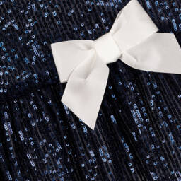 Phi Clothing-Girls Sparkling Blue Bow Dress | Childrensalon Outlet